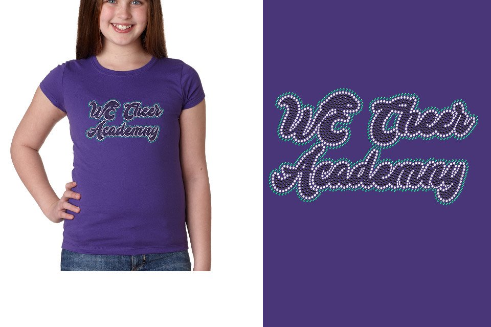 Rhinestones Louis Ladies Designer font 3-color stones Girls' Princess T-Shirt