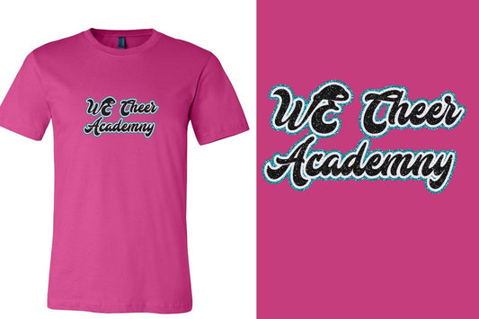 WE Cheer Academy Designer font 3-color glitter Unisex t-shirt