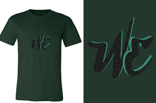 WE Cheer logo black jade glitter Unisex t-shirt