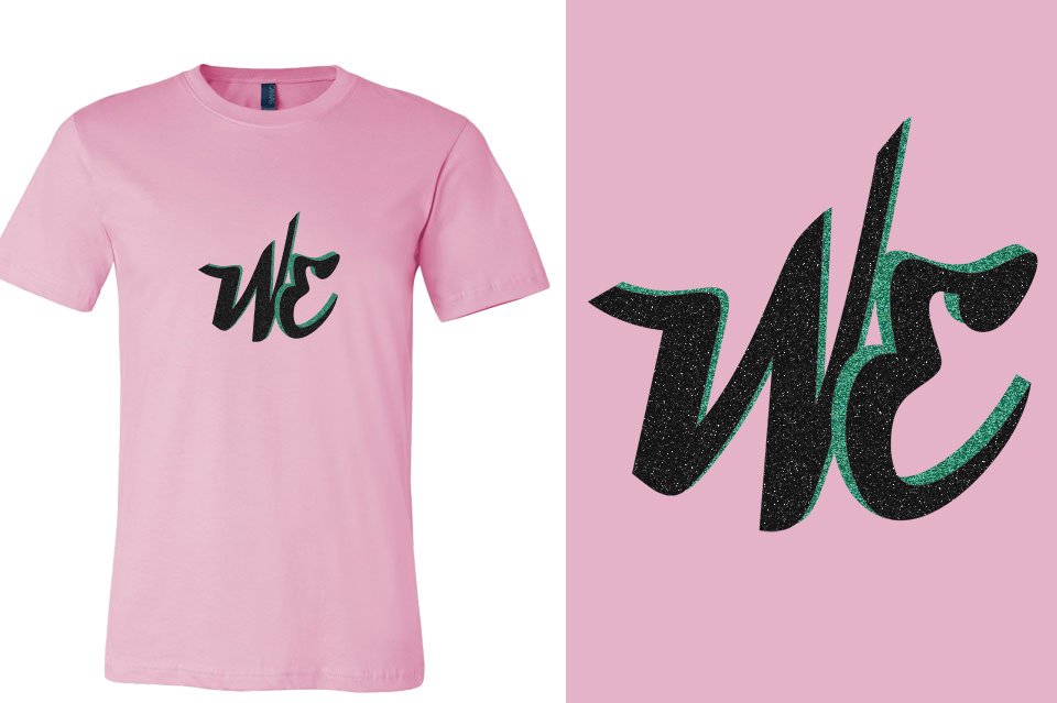 WE Cheer logo black jade glitter Unisex t-shirt