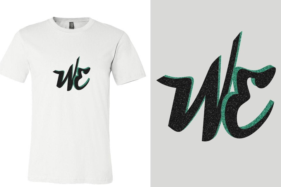 WE Cheer logo black jade glitter Unisex t-shirt