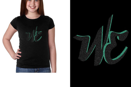 WE Cheer logo black jade glitter Girls' Princess T-Shirt