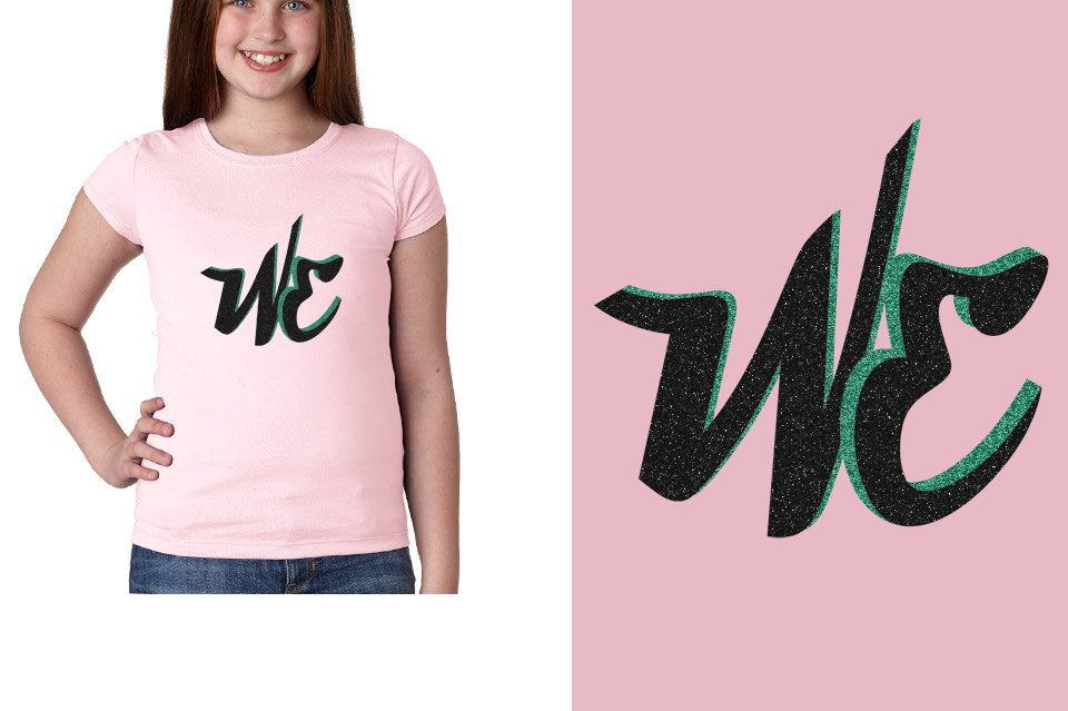WE Cheer logo black jade glitter Girls' Princess T-Shirt